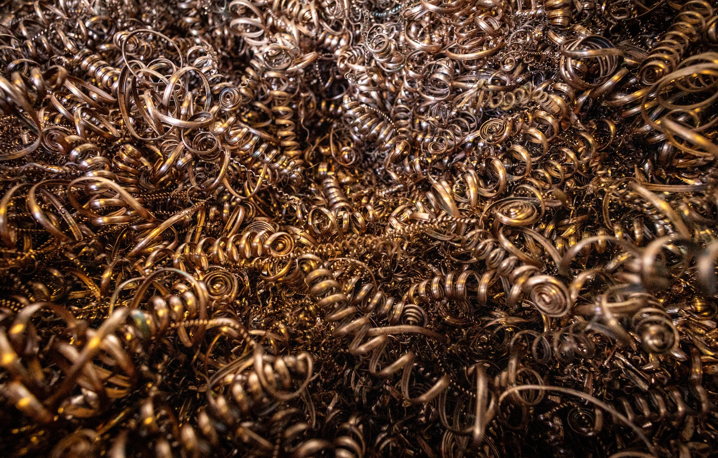 Organised scrap metal bales at the Metal-For recycling yard